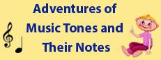 Adventures of musical tones and their notes Logo